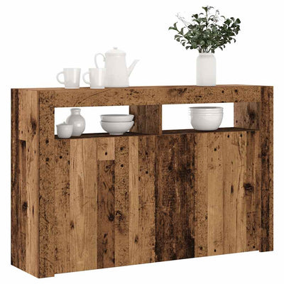 senkki LED-valoilla Vanha puu 115,5x30x75 cm Teknillinen puu