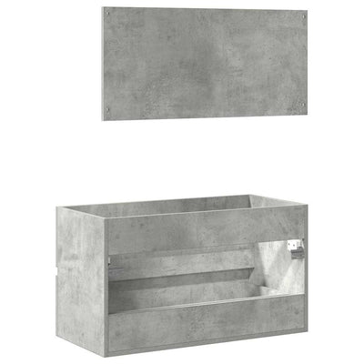 Betoninharmaa kylpyhuoneen kaappi peilillä Viotica (puinen)