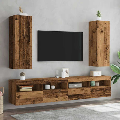 2-osainen TV-kaappisarja vanha puu 30,5x30x90 cm tekninen puu