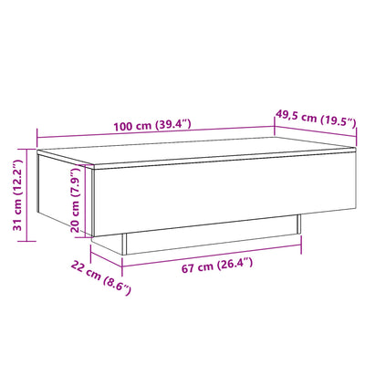 Sohvapöytä vanhaa puuta 100x49,5x31 cm tekninen puu