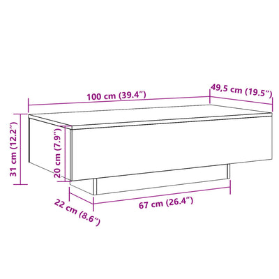 Sohvapöytä käsityöläinen tammi 100x49,5x31 cm tekninen puu