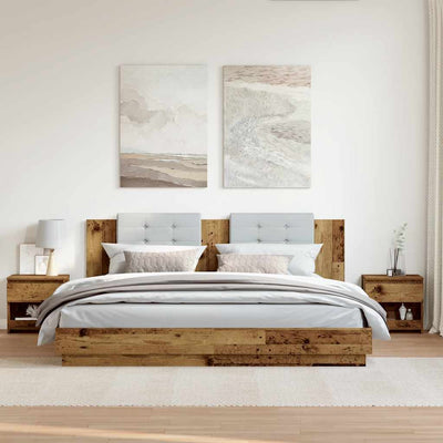 Vanha puu yöpöytäkaapit Christoper 40x30x39cm (2 kpl, suunniteltu puu)