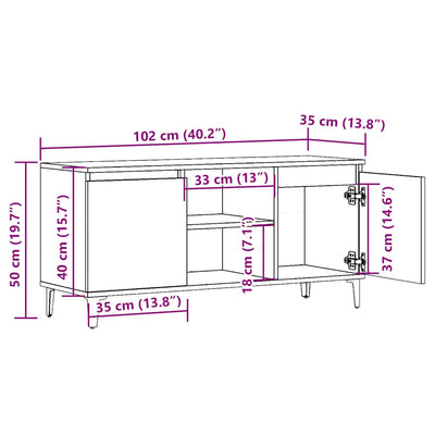 TV Kaappi vanhaa puuta 102x35x50 cm tekninen puu