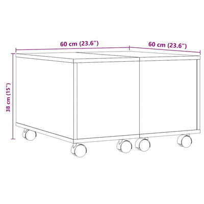 Vanha puu sohvapöytä Berla 60x60x38cm (lastulevy)