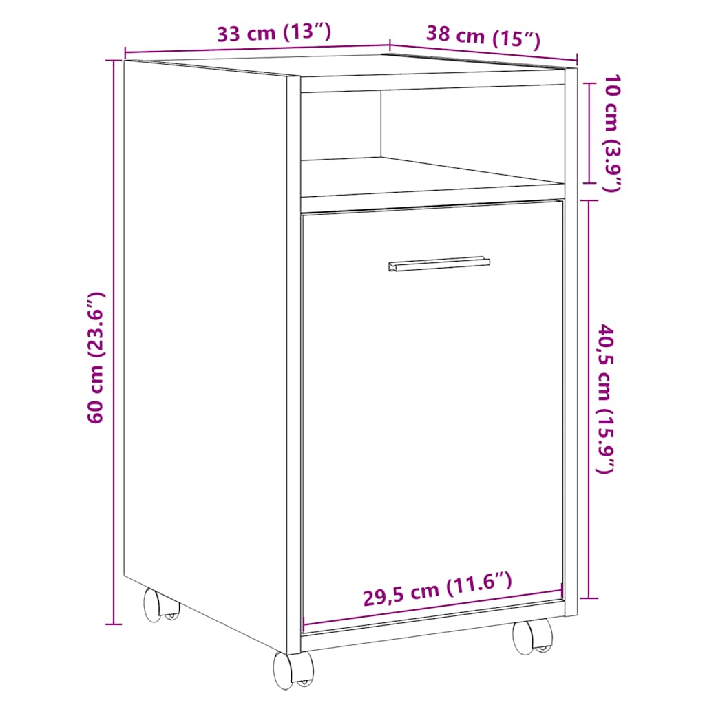 Vanha puu pyöräkaappi Kaspar 33x38x60cm (puinen)
