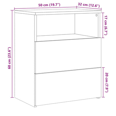Yöpöydät 2 kpl vanha puu 50x32x60 cm tekninen puu