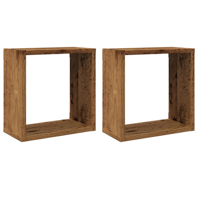 Seinäkuutiohyllyt Tinculina 30x15x30cm (2 kpl vanhaa puuta, teknillinen puu)