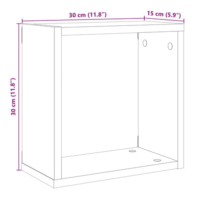 Seinäkuutiohyllyt Tinculina 30x15x30cm (2 kpl vanhaa puuta, teknillinen puu)