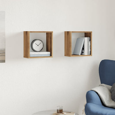 Wall Cube Hyllyt 2 kpl käsityöläinen tammi tekninen puu