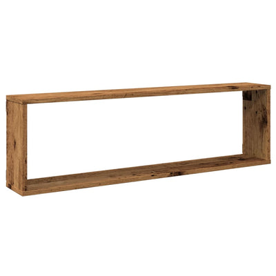 Kuutioseinähyllyt 2 kpl Vanha Puu 100x15x30 cm lastulevy