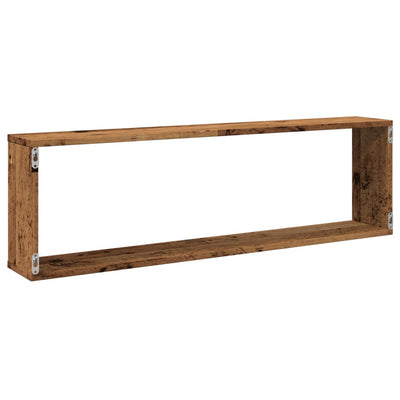 Kuutioseinähyllyt 2 kpl Vanha Puu 100x15x30 cm lastulevy