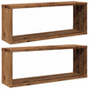 Kuutioseinähyllyt 2 kpl Vanha Puu 60x15x23 cm lastulevy