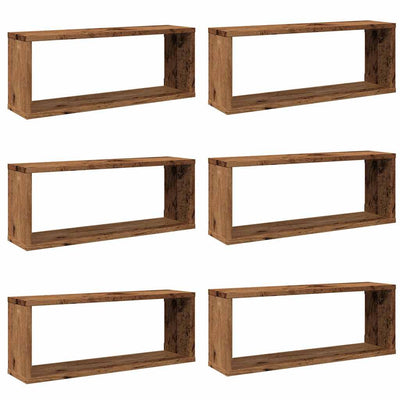 Kuutioseinähyllyt 6 kpl Vanha Puu 60x15x23 cm lastulevy