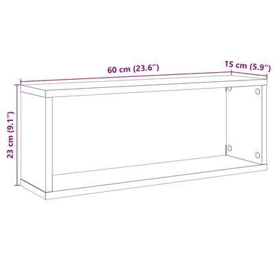 Kuutioseinähyllyt 6 kpl Vanha Puu 60x15x23 cm lastulevy