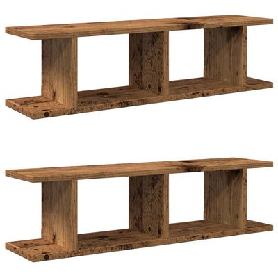 Seinähyllyt 2 kpl vanhaa puuta 75x18x20 cm tekninen puu
