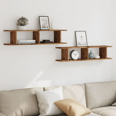 Seinähyllyt 2 kpl Old Wood 90x18x20 cm Engineered Wood