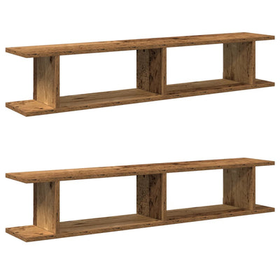 Seinähyllyt 2 kpl vanhaa puuta 105x18x20 cm tekninen puu