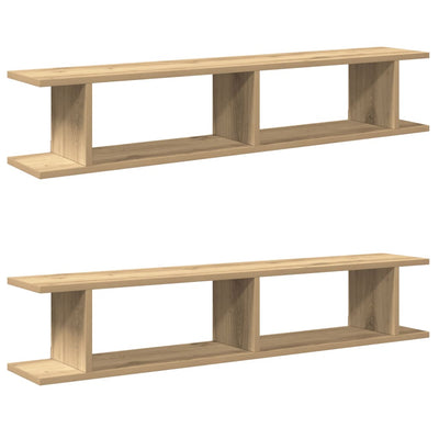 seinähyllyt 2 kpl käsityöläinen tammi 105x18x20 cm tekninen puu