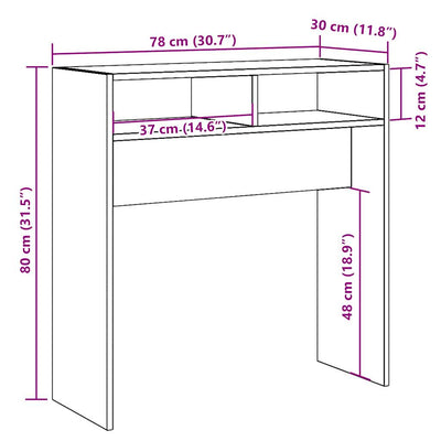 Konsolipöytä artesaani tammi 78x30x80 cm tekninen puu