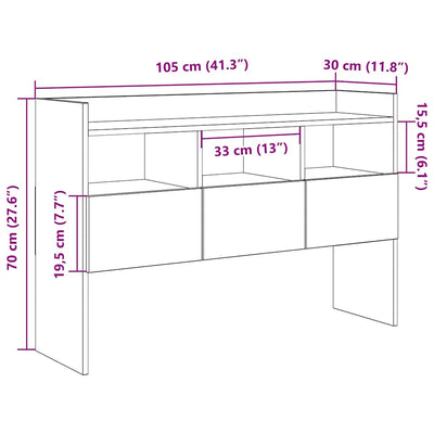Senkki vanhaa puuta 105x30x70 cm lastulevy