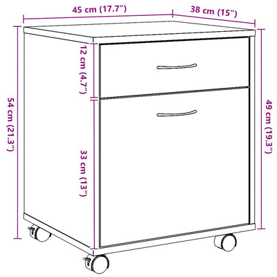 Artesaani tammi kaappi pyörillä Bortica 45x38x54cm (puinen)