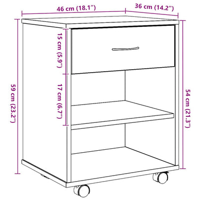 Artesaani tammi kaappi pyörillä Kristina 46x36x59cm (puinen)