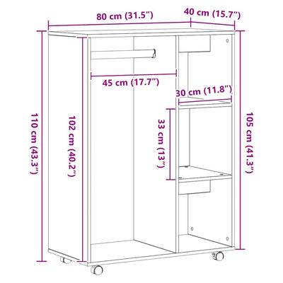 Käsityöläinen tammi vaatekaappi Mouhammad 80x40x110cm (puinen)