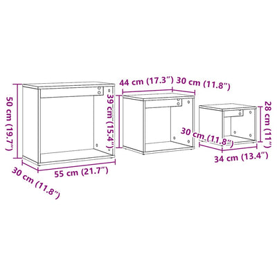 Sarjapöydät Alberto (3 kpl artesaani tammi puinen)