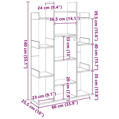 Vanha puu kirjahylly Ihim 86x25,5x140cm (lastulevy)