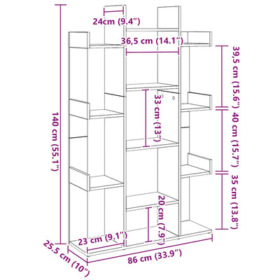Käsityöläinen tammi kirjahylly Ihim 86x25,5x140cm (puinen)