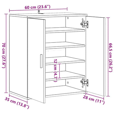Käsityöläinen tammi kenkäkaappi Tibor 60x35x70cm (lastulevy)