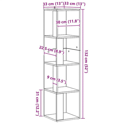 Tammi kulmakaappi käsityöläinen Kaleena 33x33x132cm (suunniteltu puu)