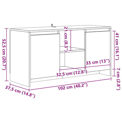 TV-taso käsityöläinen tammi 102x37,5x52,5 cm tekninen puu