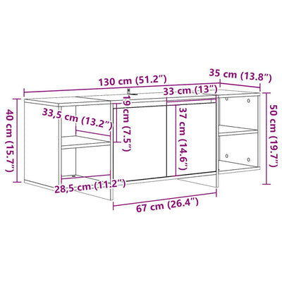 TV Kaappi vanhaa puuta 130x35x50 cm tekninen puu
