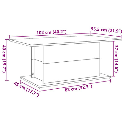 Sohvapöytä vanhaa puuta 102x55,5x40 cm lastulevy