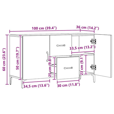 Käsityöläinen tammi senkki Vorica 100x36x60cm (puinen)