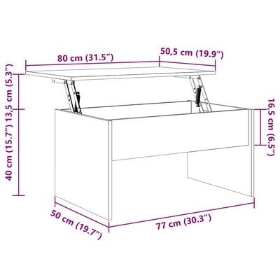 Vanha puu sohvapöytä Calance 80x50,5x41,5cm (puinen)