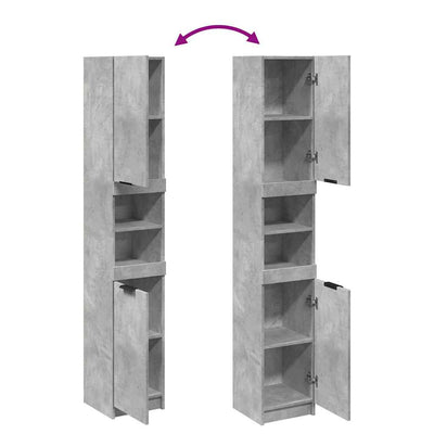 Betoninharmaa kylpyhuoneen kaappi Meropica 32x34x188,5cm (puinen)