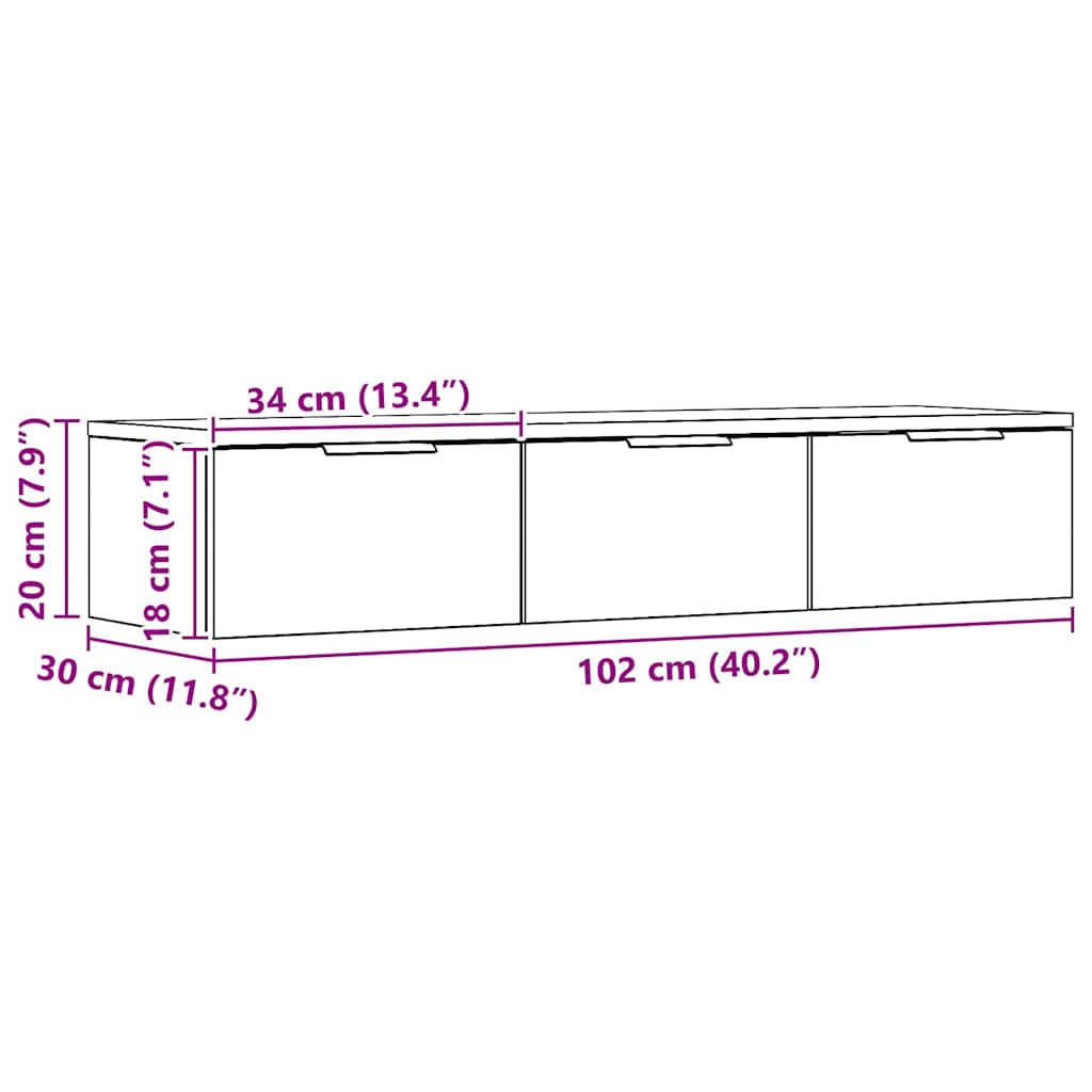 Artesaani tammi tv-seinäkaappi Doricuta 102x30x20cm (puinen)