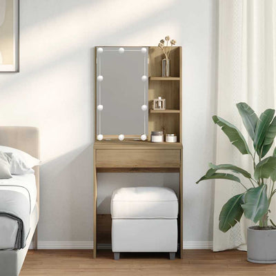 Artesaani tammi peilipöytä led-valoilla Corci 60x40x140cm