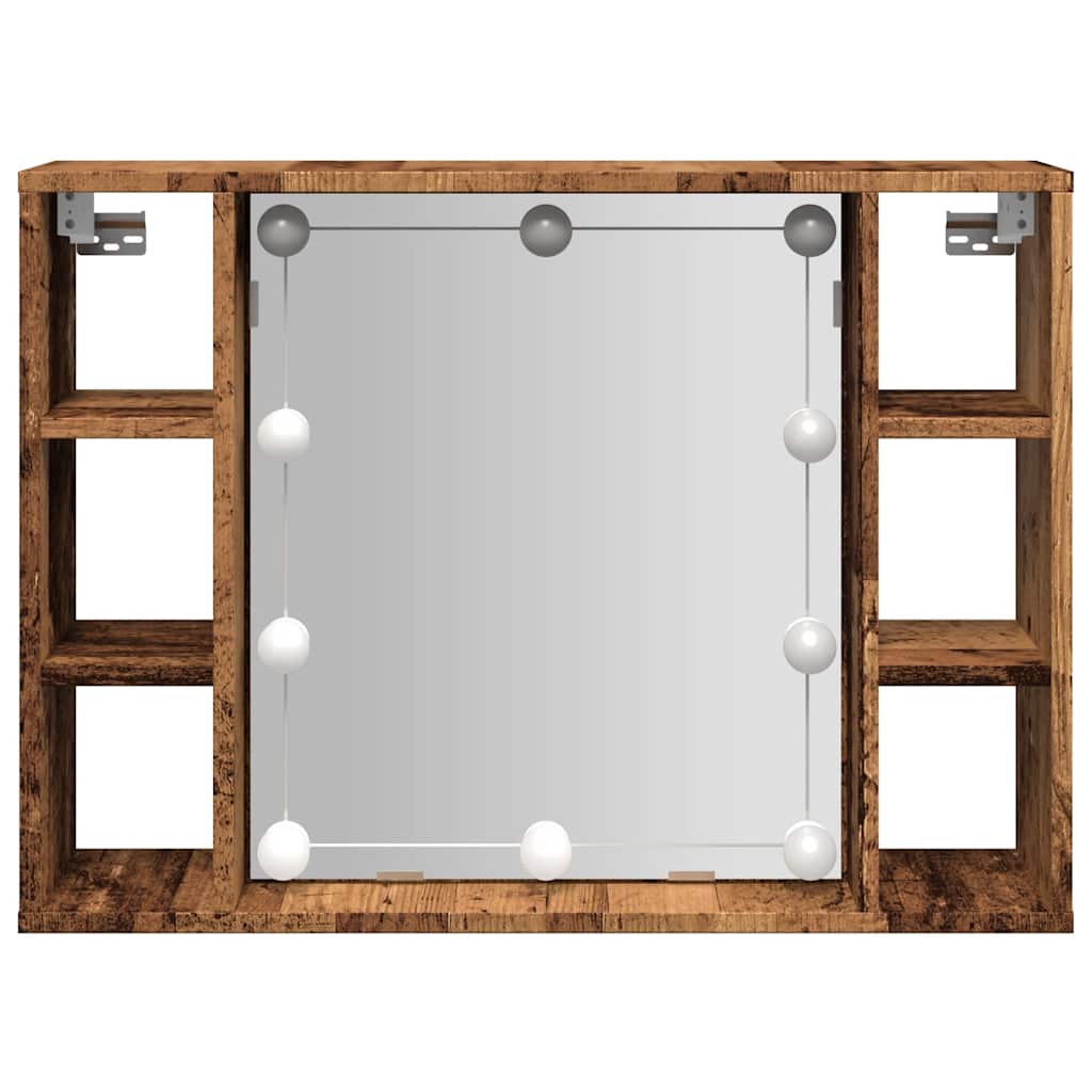 Vanha puu peilikaappi led-valoilla Sergie 76x15x55cm (puinen)