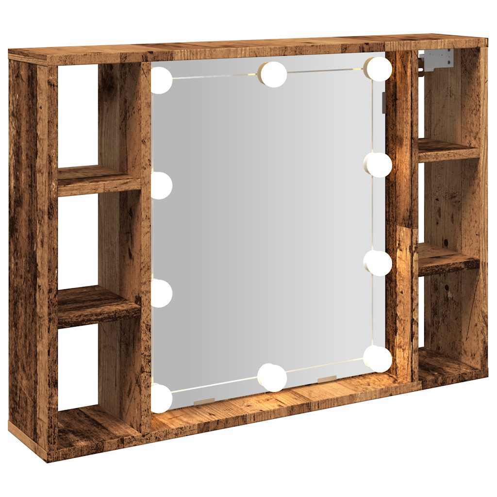 Vanha puu peilikaappi led-valoilla Sergie 76x15x55cm (puinen)