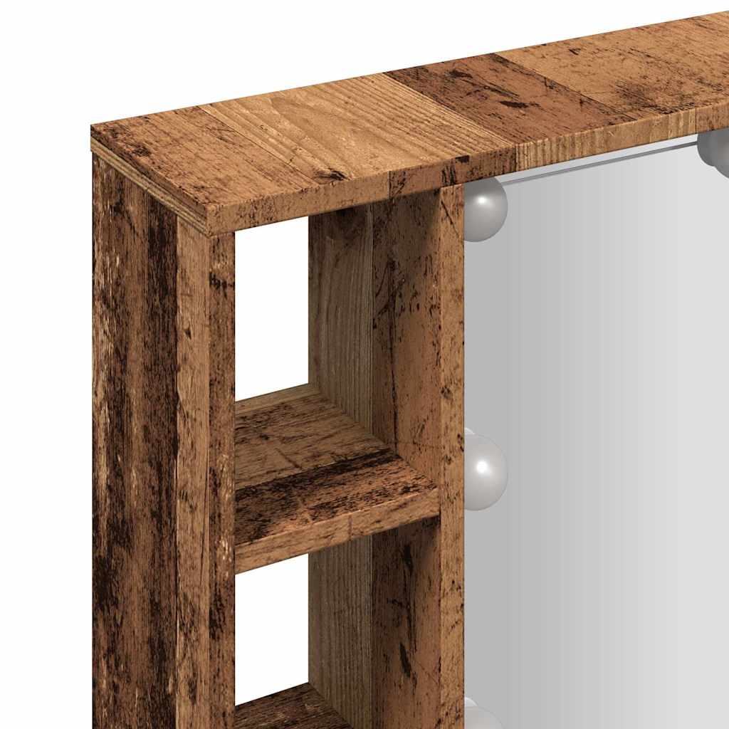 Vanha puu peilikaappi led-valoilla Sergie 76x15x55cm (puinen)