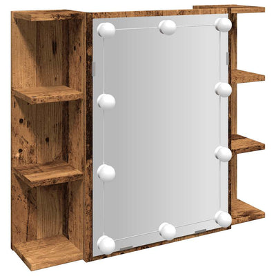 Vanha puu peilikaappi led-valoilla Roby 70x16,5x60cm