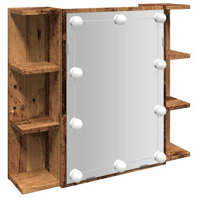 Peilikaappi LED-valoilla vanhaa puuta 70x16,5x60 cm