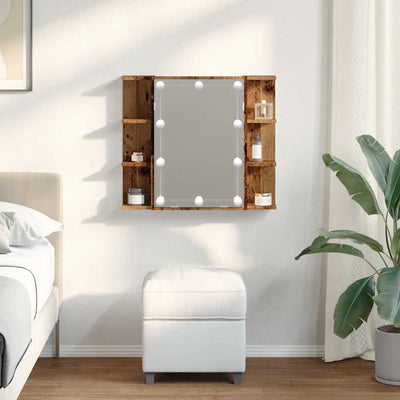 Peilikaappi LED-valoilla vanhaa puuta 70x16,5x60 cm