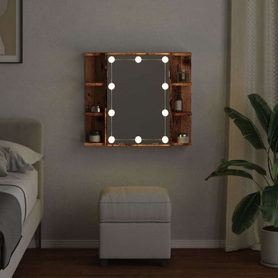 Vanha puu peilikaappi led-valoilla Roby 70x16,5x60cm