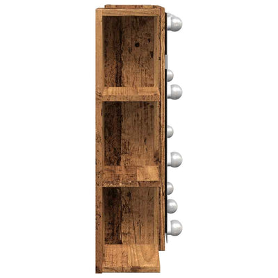 Peilikaappi LED-valoilla vanhaa puuta 70x16,5x60 cm
