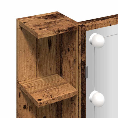 Vanha puu peilikaappi led-valoilla Roby 70x16,5x60cm