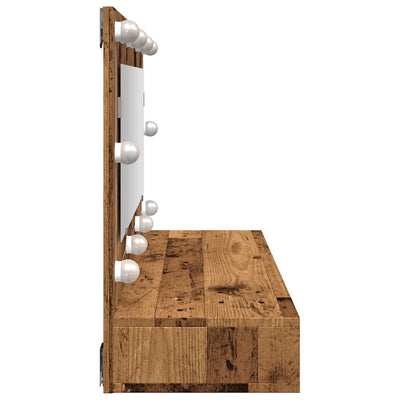 Vanha puu peilikaappi led-valoilla Mariusiana 390x31,5x62cm